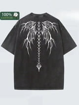 Black Vintage Washed Batik Cotton Oversized Graphic Tee
