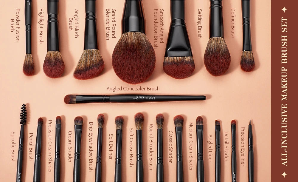 Jessup Makeup Brushes Set 3-21pcs Premium Synthetic Big Powder Foundation Concealer Eyeshadow Eyeliner Spoolie Wooden T271