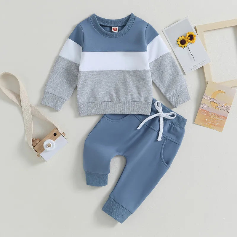 RUEWEY Baby Boy 2-Piece Autumn Sweatshirt & Jogger Set