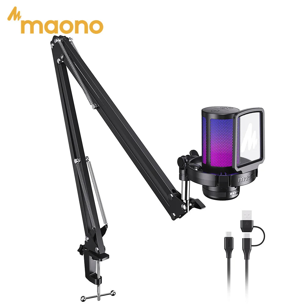 MAONO DGM20S USB Gaming Microphone with RGB & Boom Arm