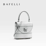 BAFELLI 2026 New Arrival: Unique Cracked Leather Shoulder Bag with Cat Head Design, Luxury Brand Mini Crossbody Bag