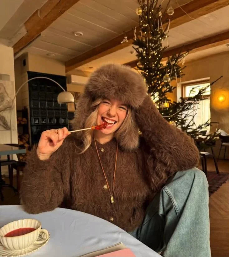 INS Fashion Faux Fur pilot Hat Bomber hat women ski cap winter hat faux fur Trapper hat thickened warm шапка ушанка