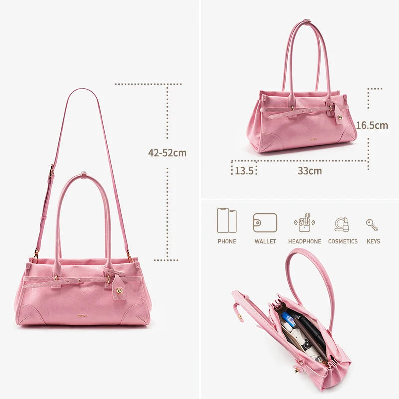 Bafelli Saffiano Leather Crossbody Tote with Chain Strap