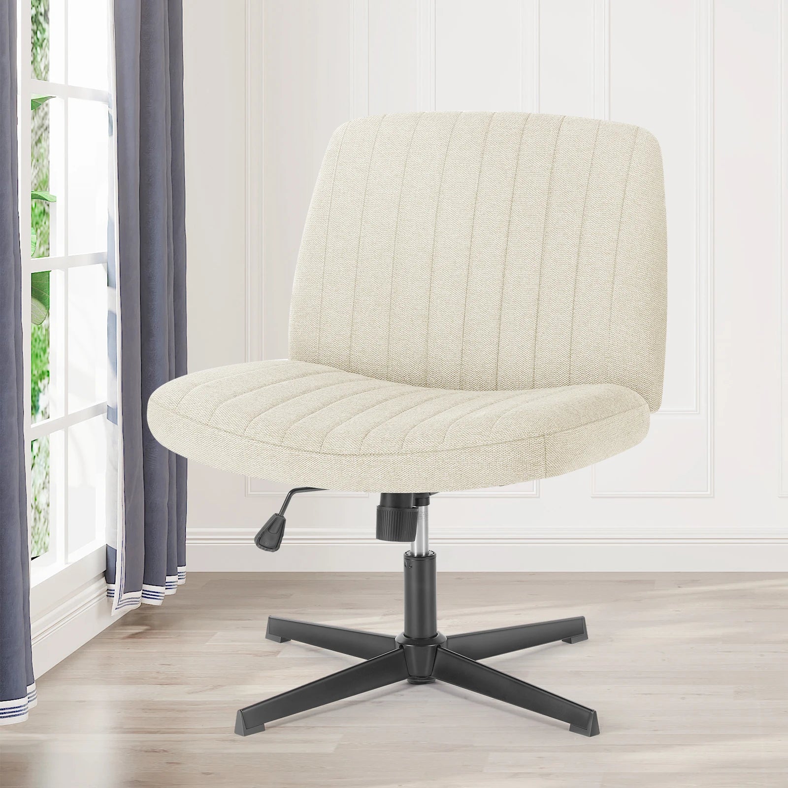 JHK Armless Wide Swivel Chair – Cross-Legged Comfort Seat