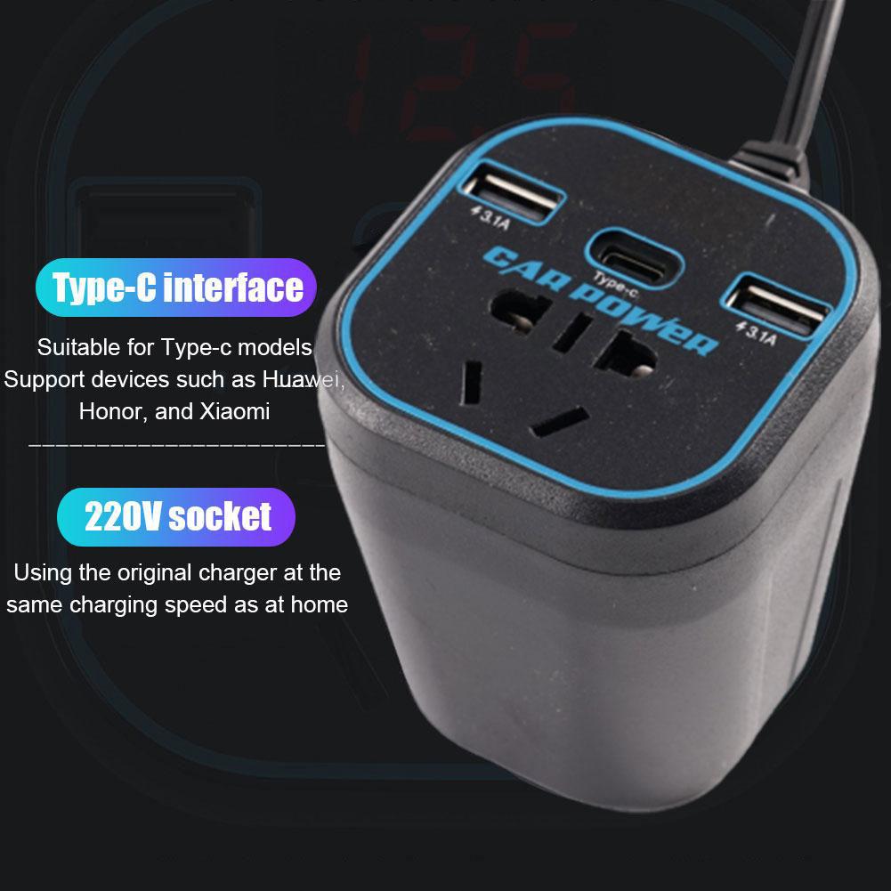 200W Car Power Inverter with USB-C Fast Charging