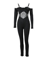 Contrast Lace Cold Shoulder Jumpsuit