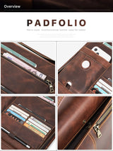 Macbook Pro Air 13 iPad Pro 13 12.9 Portfolio File Folder Cow Leather Cover Organizer Travel Business Office Document Briefcase