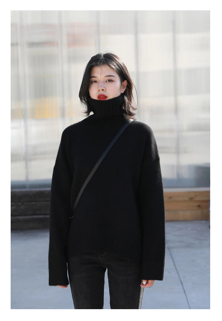Women's Relaxed Mock Neck Knit Sweater