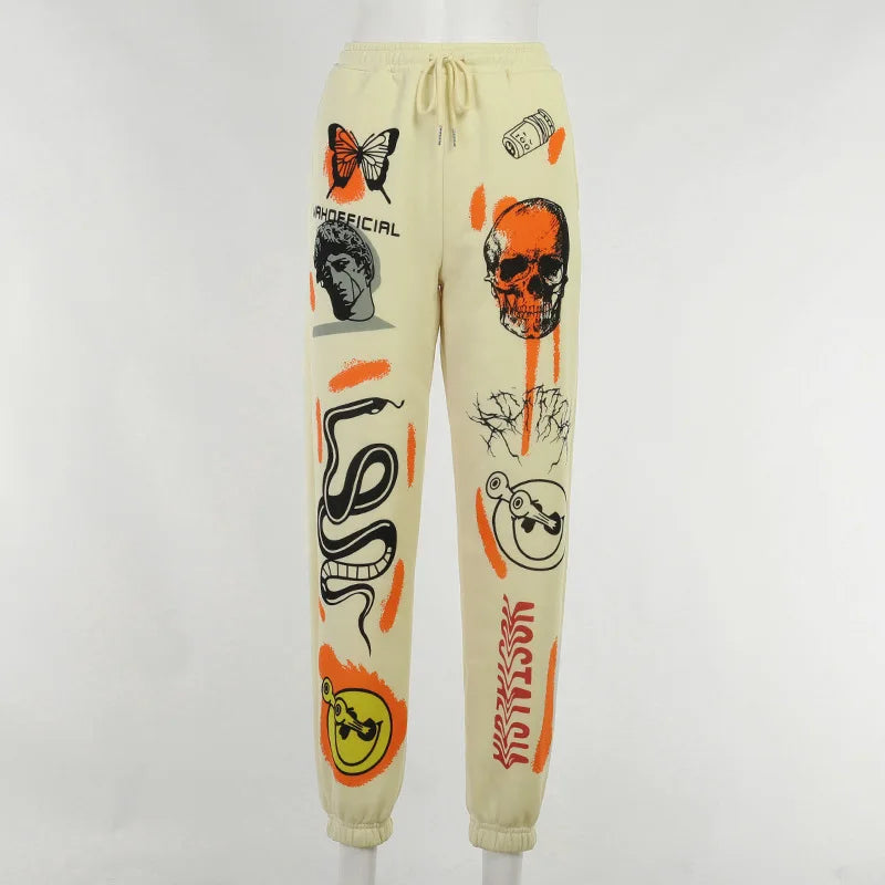 Women's Hippie Cartoon Print Joggers