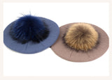 Women's Knit Beret with Oversized Pom Pom | Geebro