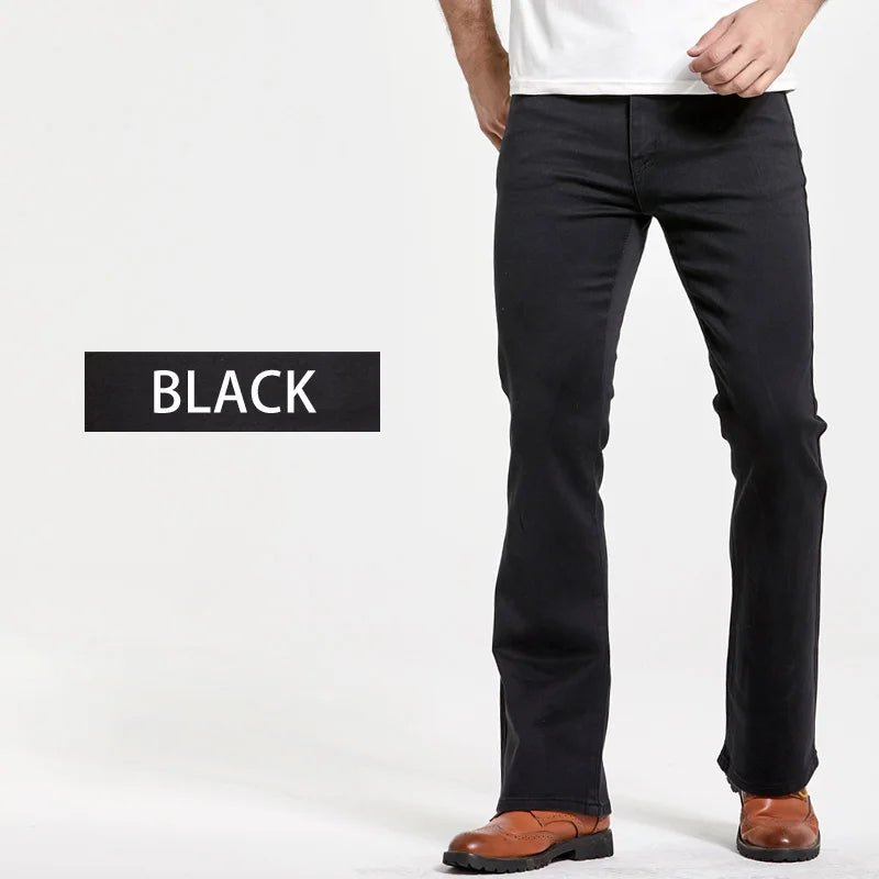 Men's Stretch Bootcut Jeans | Slim Flare Denim Trousers