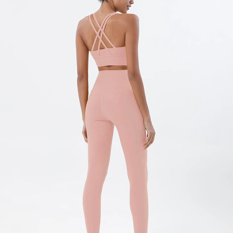 Women's Yoga Set with Sports Bra & High-Waist Leggings