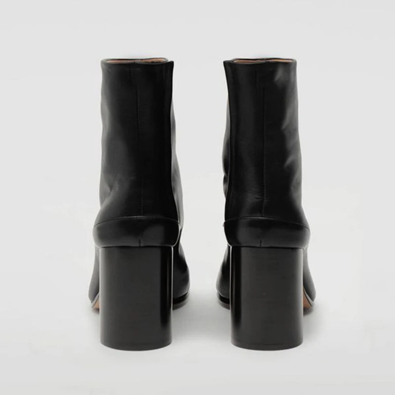 Luxury Leather Tabi Split Toe Ankle Boots - Women's High Heel