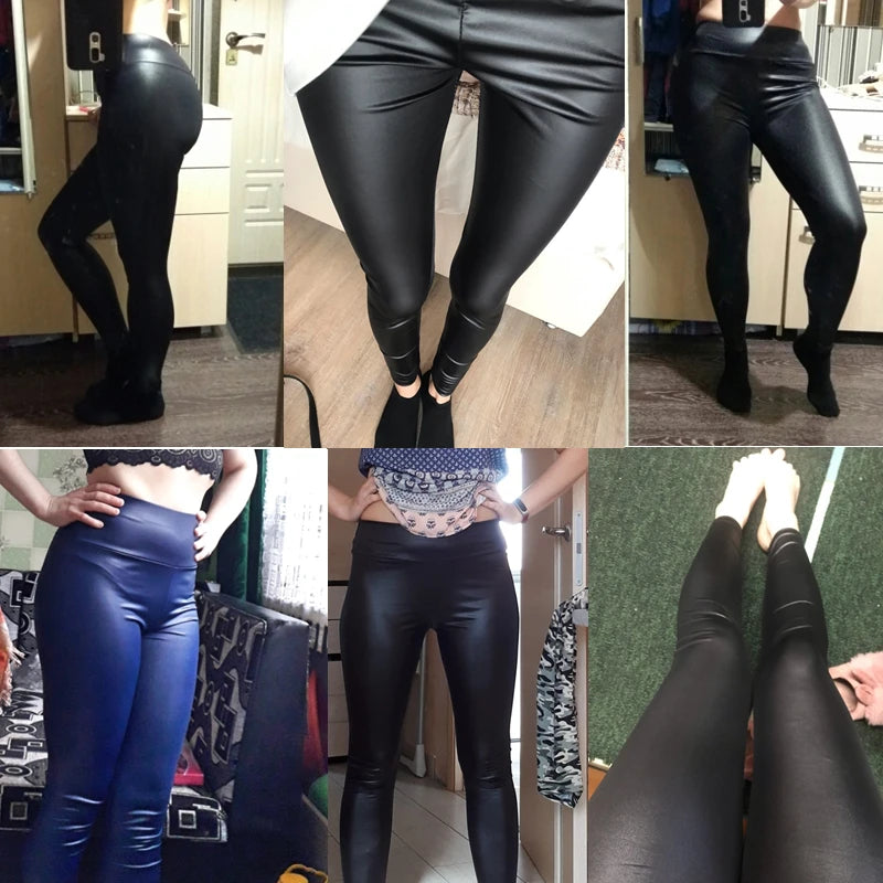 Trendy High-Waist Faux Leather Leggings