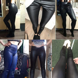 Trendy High-Waist Faux Leather Leggings