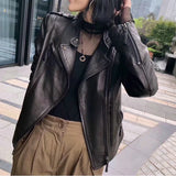 Women's Short Genuine Sheepskin Biker Jacket