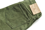 Saucezhan Men Jeans Vulcanization Olive Green 107 Selvedge Denim Jeans Men washed  Slim Fit 14 Oz  Zipper Fly