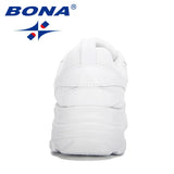 BONA Women's White Lace-Up Sneaker Flats | Casual Platform