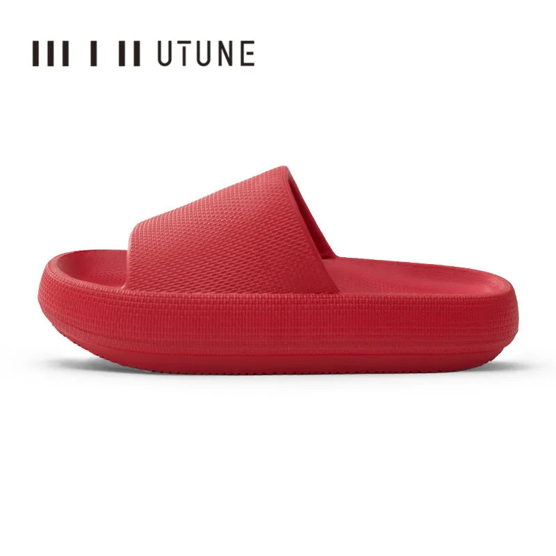 UTUNE Men’s Non-slip Slides Summer Indoor Slippers, Thick Sole Breathable Soft Sandals, Comfy Casual Home House Footwear