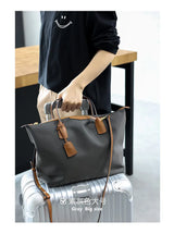 Zipper Tote Bags For Women Nylon With Real Leather Handbag High Quality Single Shoulder Bag