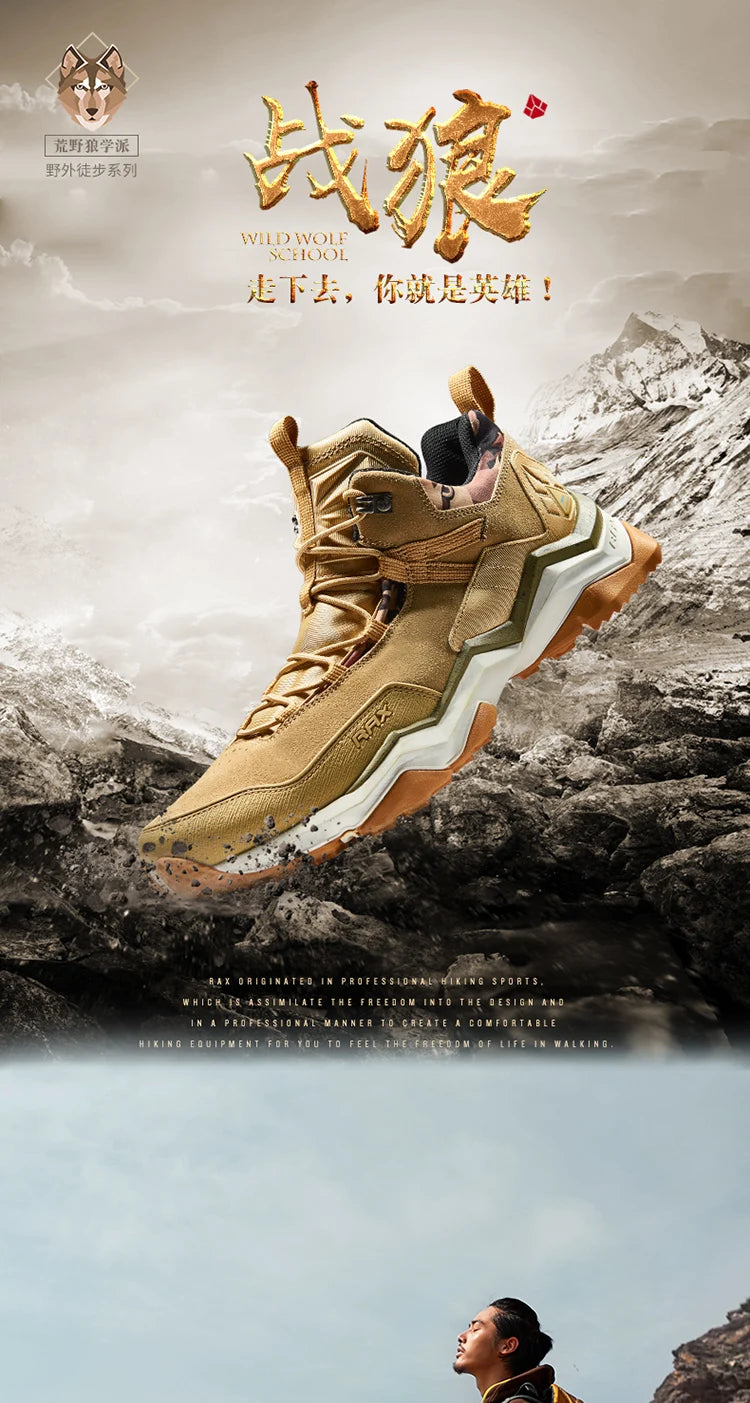 Rax Men Hiking Shoes Waterproof Outdoor Sports Sneakers for Men Trekking Shoes Lightweight Mountain Climbing Shoes Men Antislip