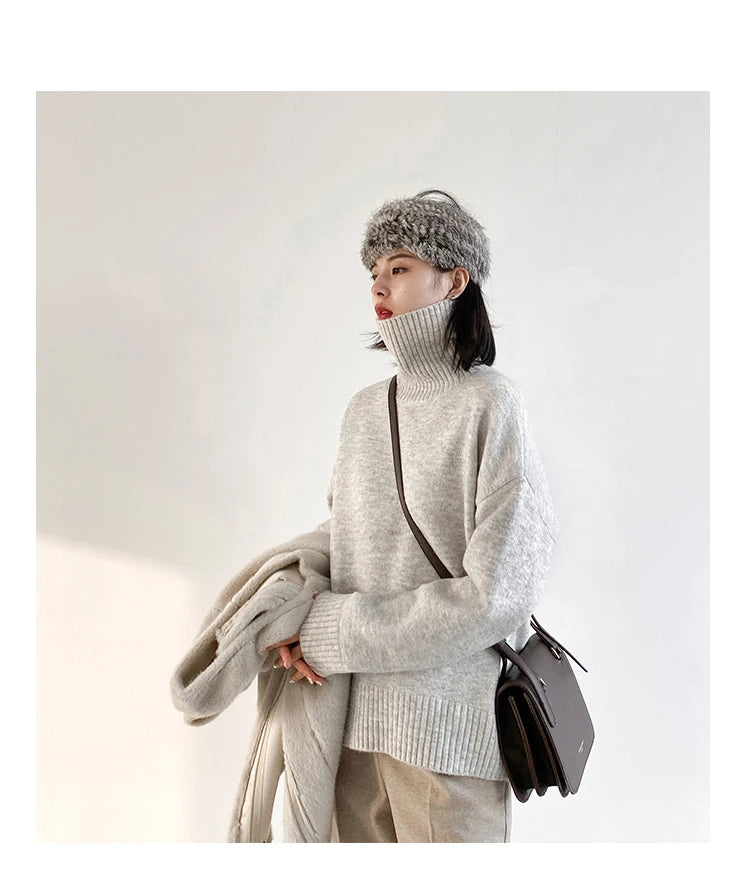 Women's Relaxed Mock Neck Knit Sweater