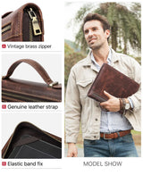 Macbook Pro Air 13 iPad Pro 13 12.9 Portfolio File Folder Cow Leather Cover Organizer Travel Business Office Document Briefcase