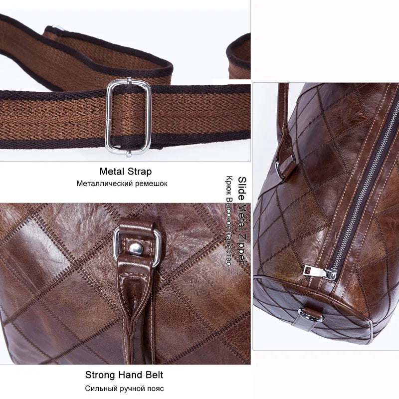 WESTAL Men's Travel Bags Hand Luggage Genuine Leather Duffle Bags Leather Luggage Travel Bag Suitcases Handbags big/Weekend Bag