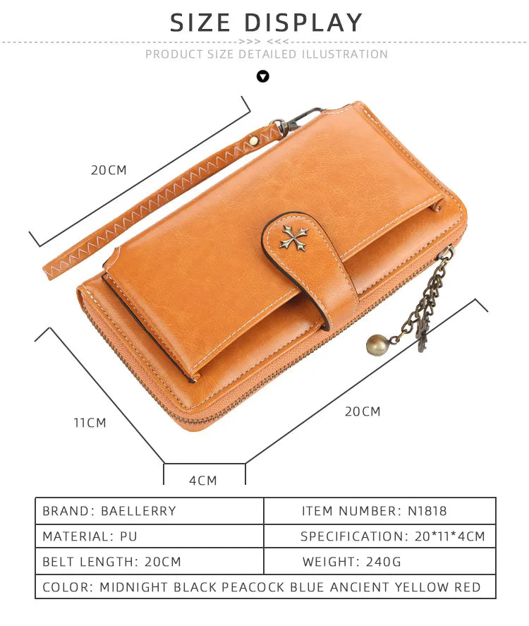 New Women Wallets Fashion Long PU Leather Top Quality Brand Card Holder Classic Female Purse Zipper Wallet For Women