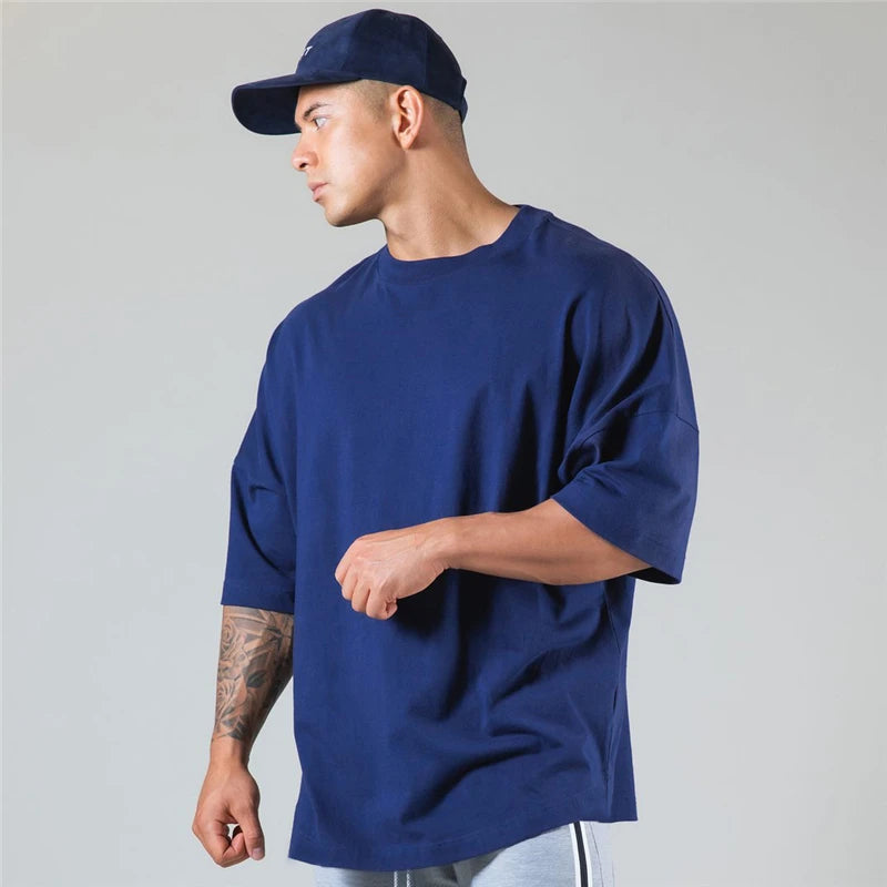 Men's Oversized Cotton Tee – Gym, Street & Everyday Style