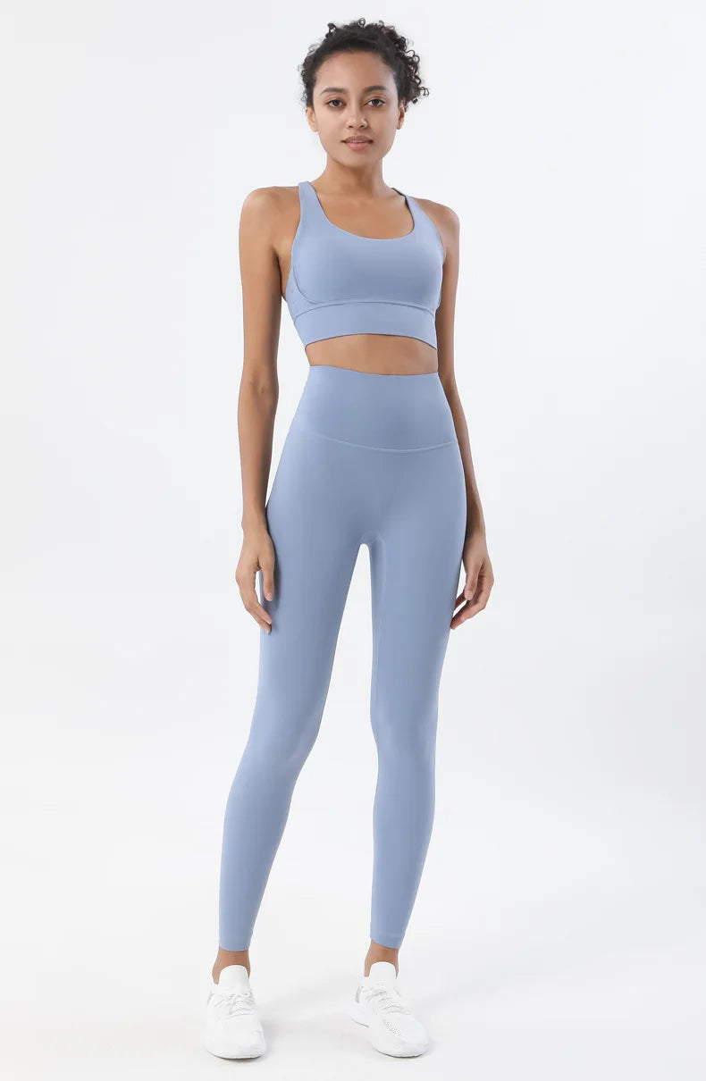 Women's Yoga Set with Sports Bra & High-Waist Leggings