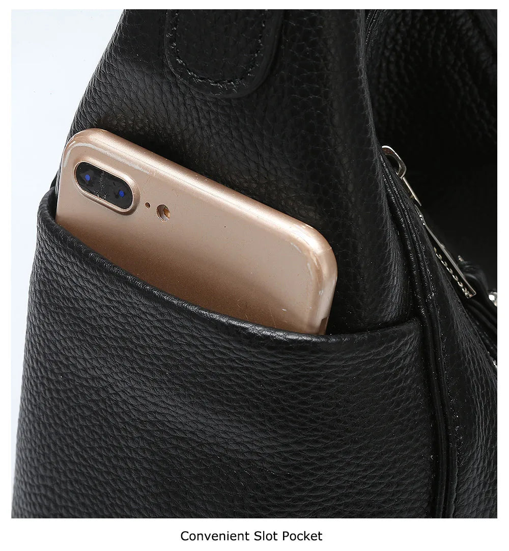 ZENCY New Handbag Luxury Genuine Leather Bag for Women Shoulder Tote Crossbody Double Zipper Pocket Charming Red Hobo Bag
