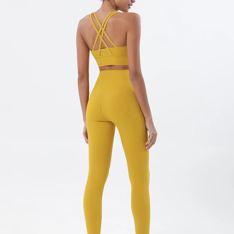 Women's Yoga Set with Sports Bra & High-Waist Leggings