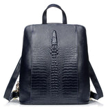 Zency Women's Crocodile Leather Backpack 100% Genuine Natural Travel Work School Bag with Notebook Compartment Laptop Carry-on