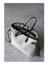 Women's Fashion Shoulder Bag Luxury Designer Handbag Large Capacity Canvas With Genuine Leather Tote For Shopping,Commuting,Work