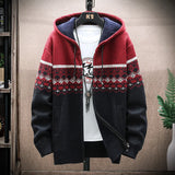 Men’s Winter Plaid Fleece-Lined Hooded Cardigan Jacket