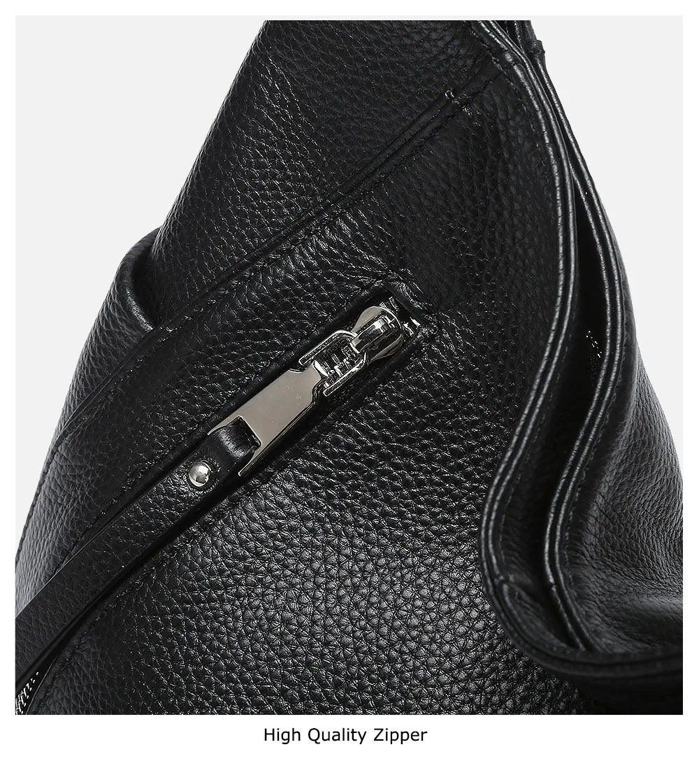 ZENCY New Handbag Luxury Genuine Leather Bag for Women Shoulder Tote Crossbody Double Zipper Pocket Charming Red Hobo Bag