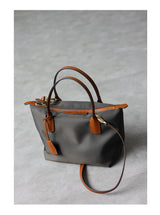 Zipper Tote Bags For Women Nylon With Real Leather Handbag High Quality Single Shoulder Bag