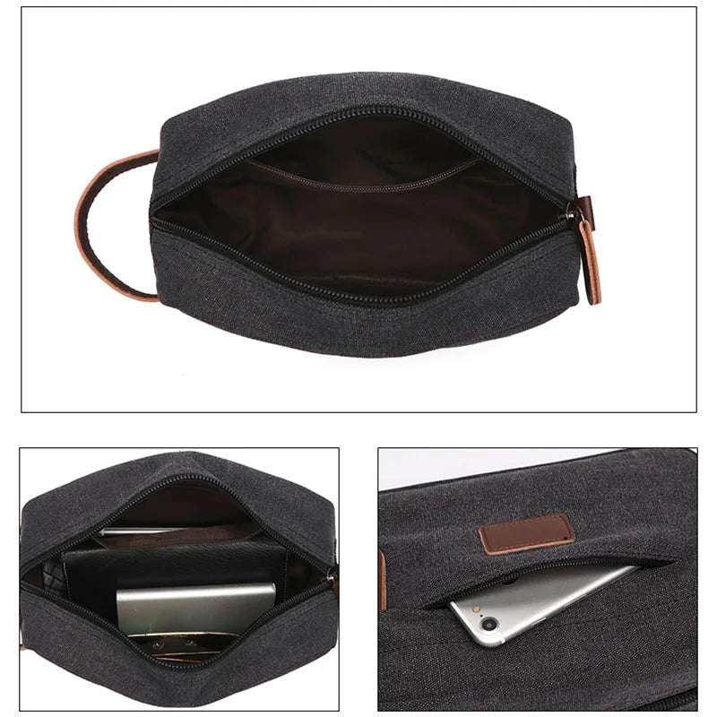 Men's Canvas Travel Wash Toiletry Bag Women Cosmetic Makeup Beauty Necessaries Bag Waterproof Dopp Kit Shaving Organizer Handbag