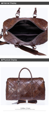WESTAL Men's Travel Bags Hand Luggage Genuine Leather Duffle Bags Leather Luggage Travel Bag Suitcases Handbags big/Weekend Bag