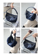 Lightweight Nylon Matching Genuine Leather Crossbody Bag High Quality Single Shoulder Bags Fashion Pleated Messenger Purses