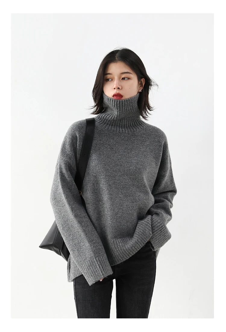 Women's Relaxed Mock Neck Knit Sweater
