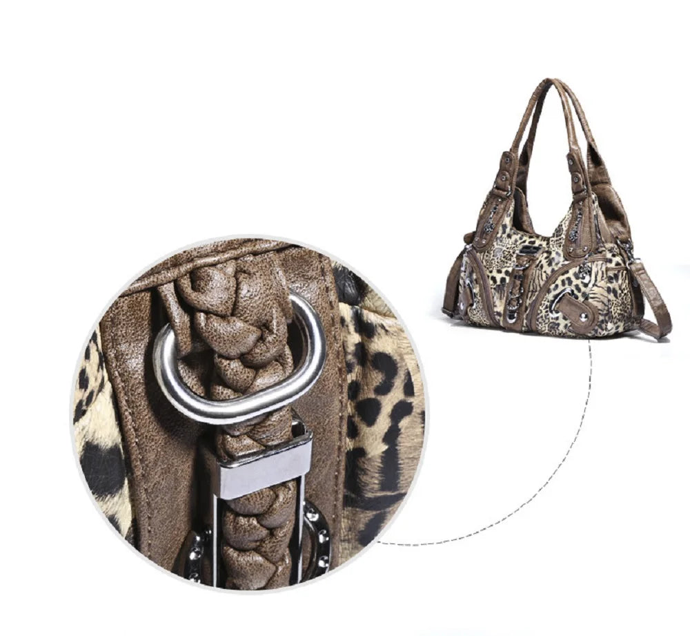Angel Kiss Women Handbags Leopard Bag Top-handle Handbag Fashion Satchel Dumpling Pack Shoulder Bag Tote Bag Hobos Large Purse