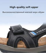 Fashion Men's Sandals Summer Soft Beach Flip Flop Comfortable Genuine Leather Sandals Outdoor Men Roman Sandals Size 46
