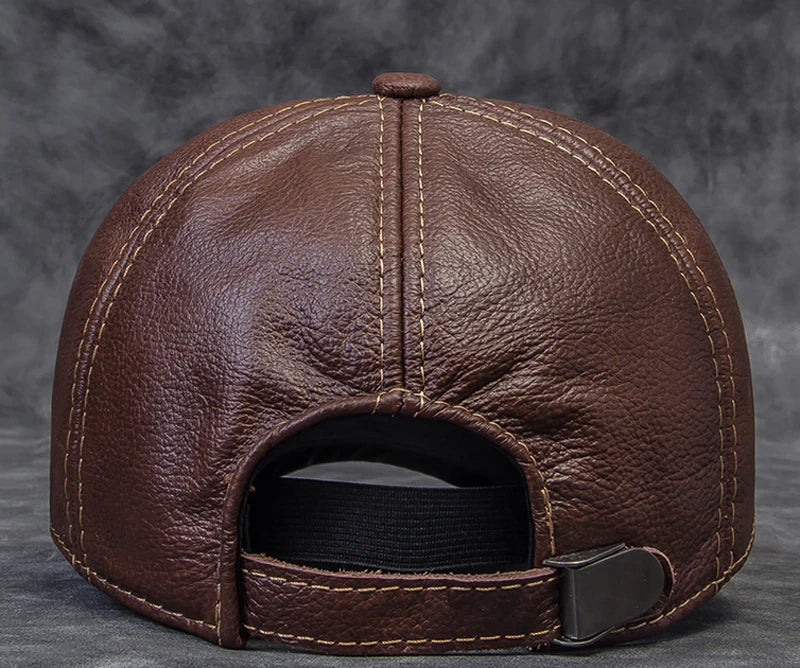 Men's Genuine Leather Baseball Cap | Eagle Print