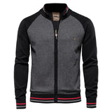 Spliced Streetwear Cardigan – High-Quality USA-Made Cotton Zip Sweater