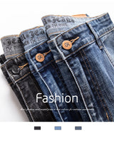 2025 Autumn New Men Regular Fit Stretch Jeans Classic Style Smoky Gray Fashion Casual Denim Pants Male Brand Trousers Blue