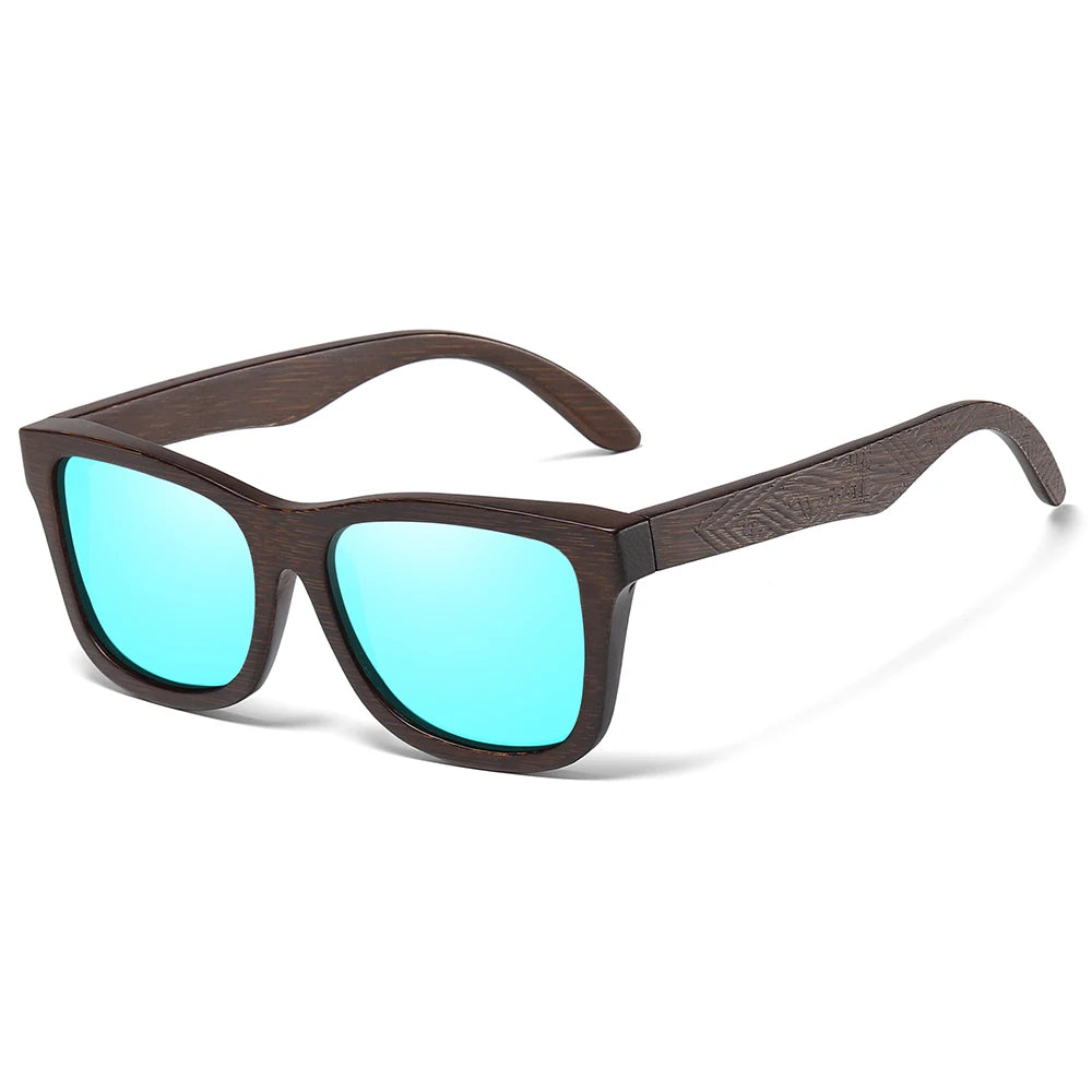 GM Retro Fashion Bamboo Wood Polarized Sunglasses Driving Square Style SunGlasses Male Goggle Cat.3 Women Men Brand Designer