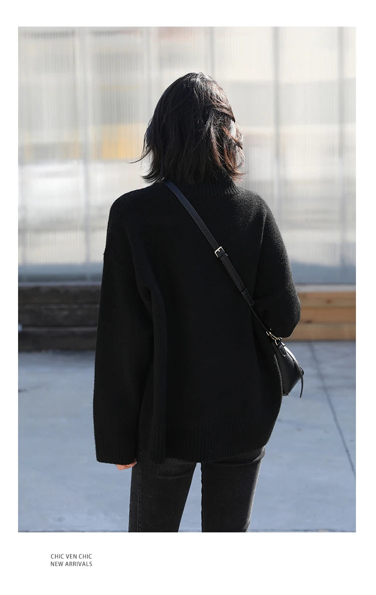 Women's Relaxed Mock Neck Knit Sweater