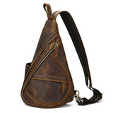 Single Shoulder Bagpack Genuine Leather Chest Bag Outdoor Riding Bag Chest Packs For Biker Men Male Sling Bags Cow Leather